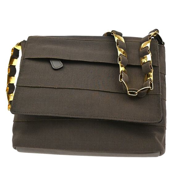 Salvatore Ferragamo Canvas Vala Shoulder Bag Brown